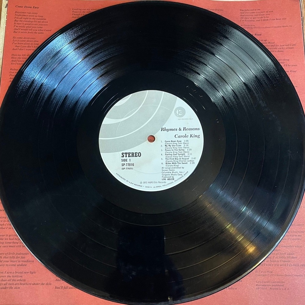Carole King Rhymes & Reasons Vinyl LP 1972 Ode SP-77016 Gatefold Folk Rock 12" - Picture 4 of 6
